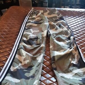 Camouflage Track Pants with Stripes